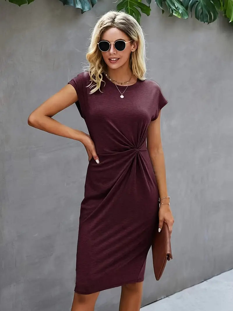 Damska Sukienka Midi Z Eleganckim Skręceniem W Talii | Styl I Klasa