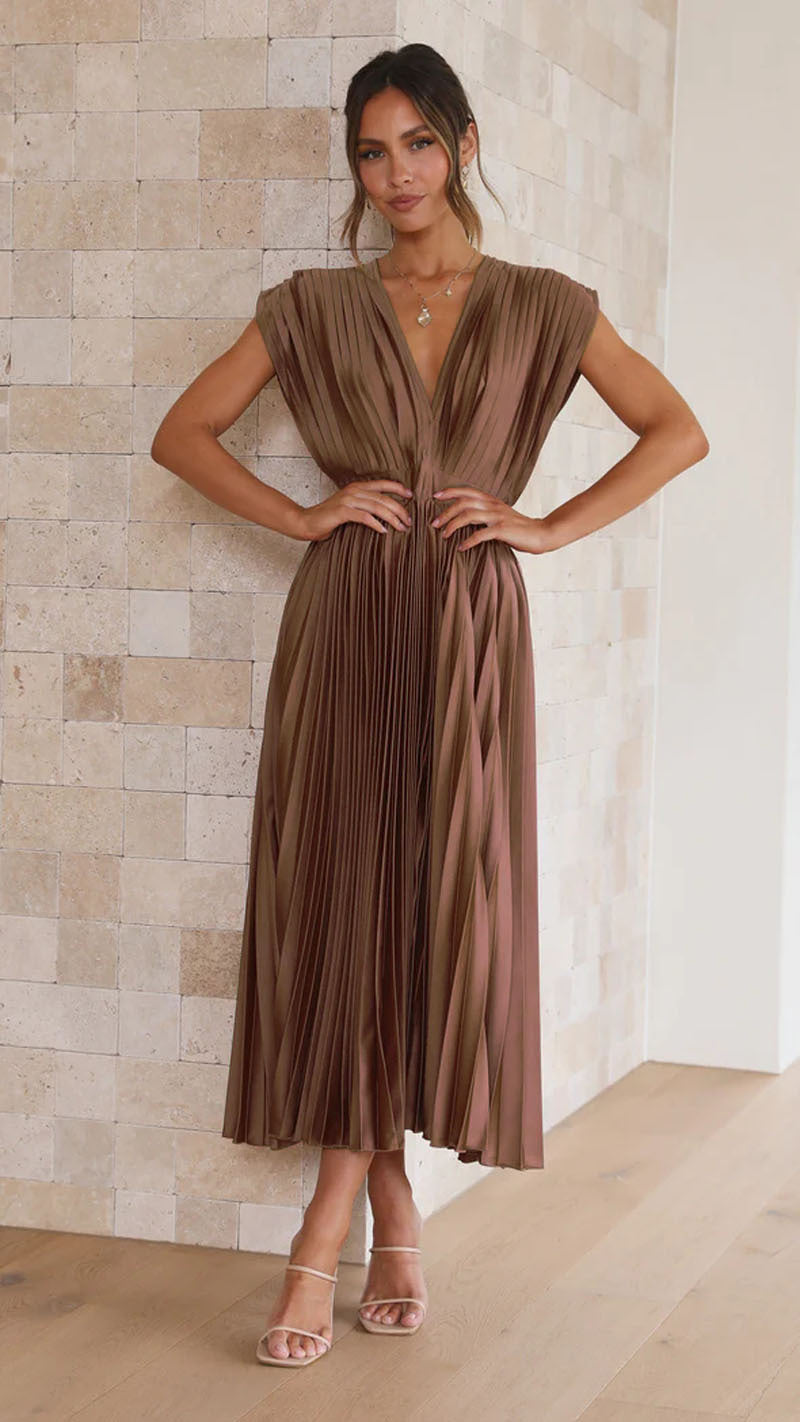 Sukienka Damska Maxi Plisowana Bez Rękawów | Elegancka I Zwiewna