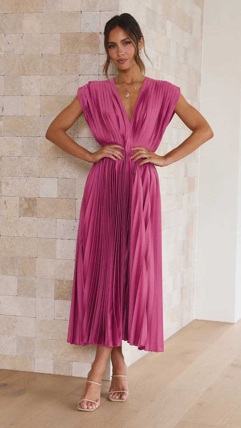 Sukienka Damska Maxi Plisowana Bez Rękawów | Elegancka I Zwiewna