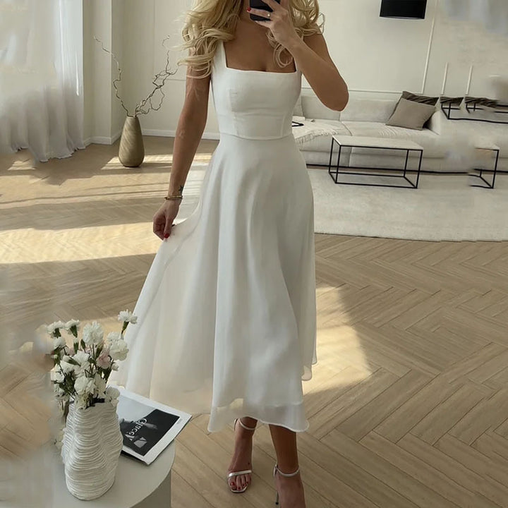 Sukienka Damska Midi Bez Rękawów | Elegancka Zwiewna Linia