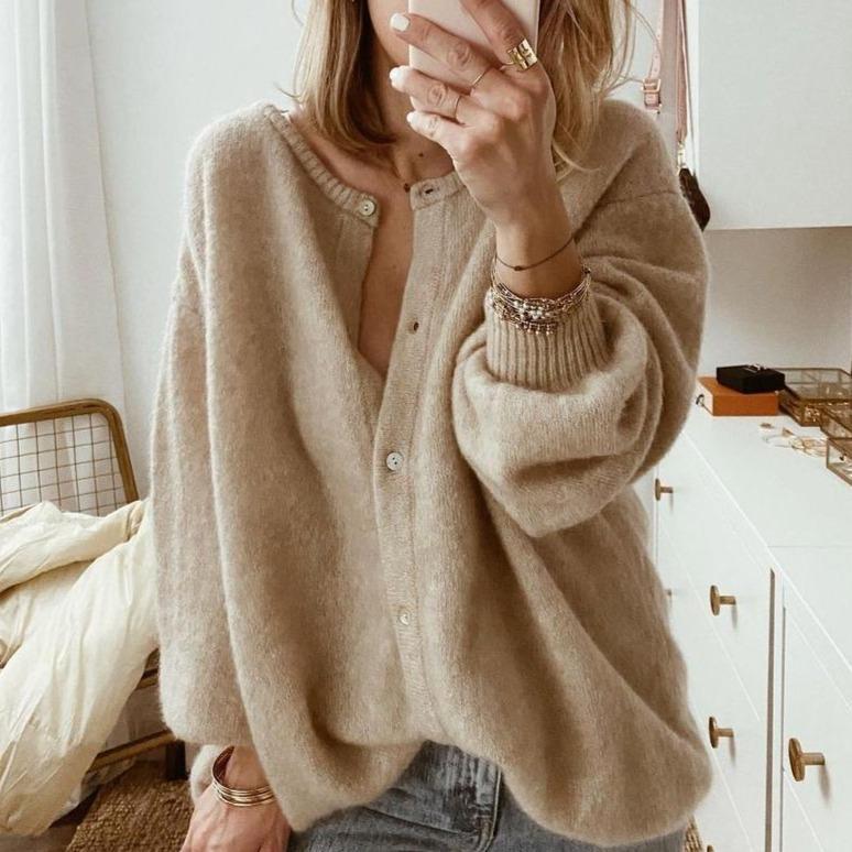 Damska Uniwersalna Kardiganowa Kurtka | Stylowy Brązowy Look