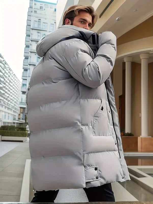 Męska Zimowa Kurtka | Parka Sięgająca Kolan