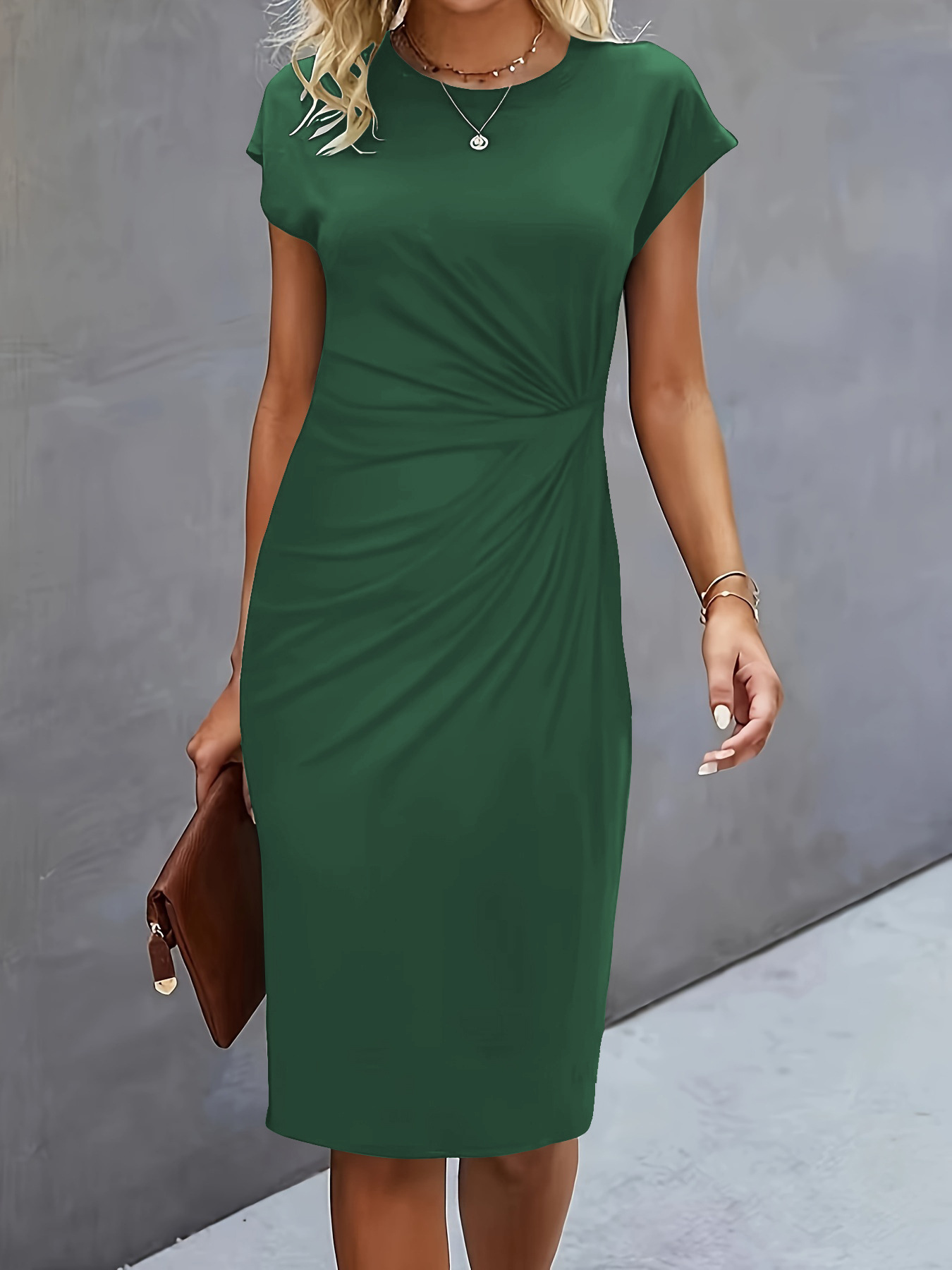 Damska Sukienka Midi Z Eleganckim Skręceniem W Talii | Styl I Klasa