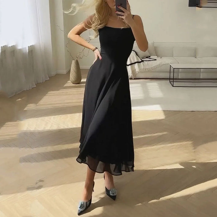 Sukienka Damska Midi Bez Rękawów | Elegancka Zwiewna Linia