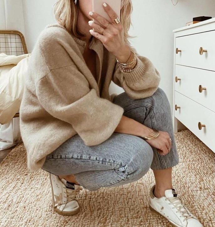 Damska Uniwersalna Kardiganowa Kurtka | Stylowy Brązowy Look