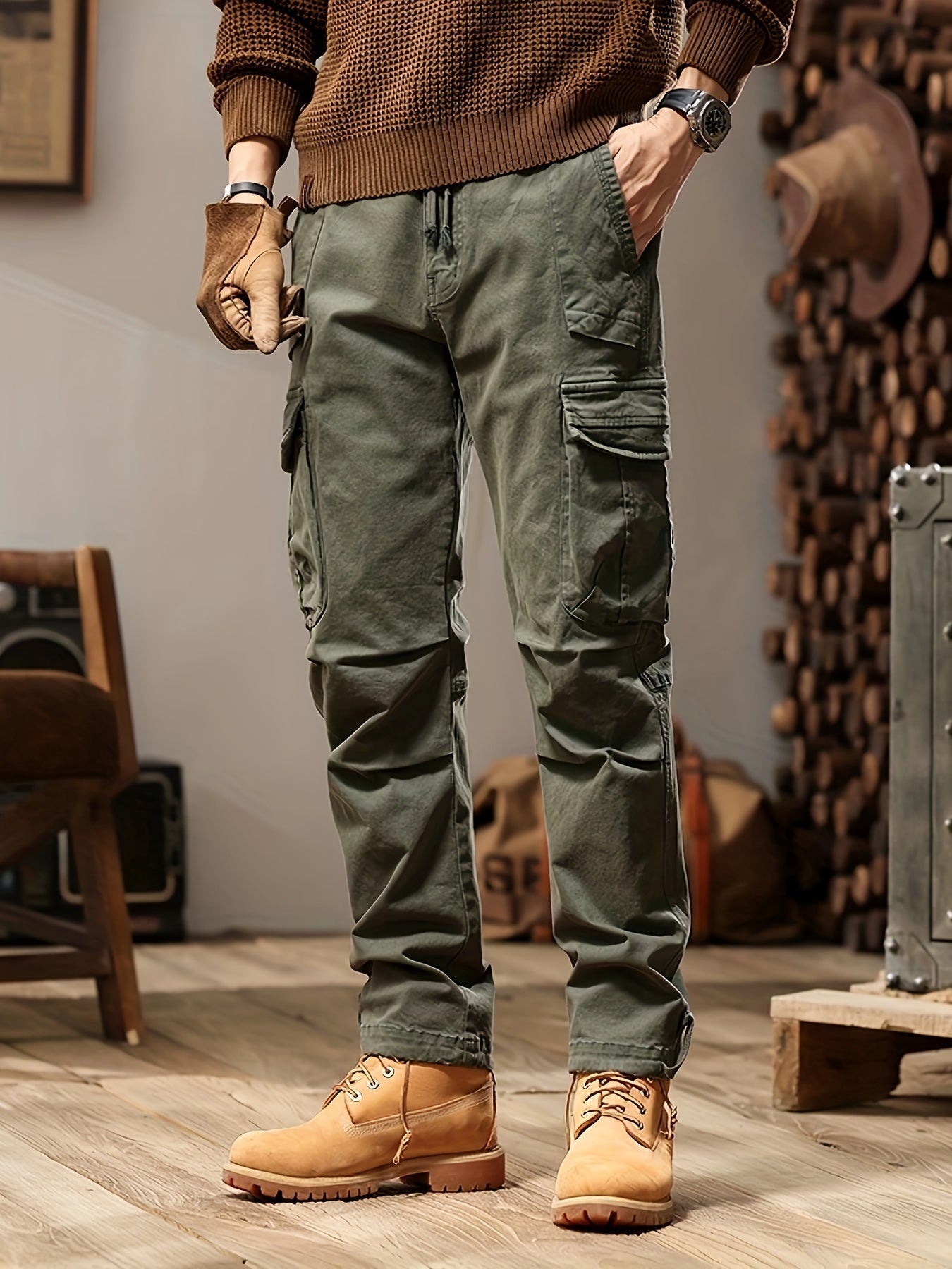 Męskie Spodnie Cargo | Szeroki Model