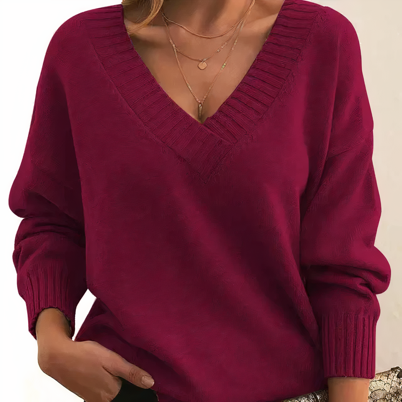 Sweter Z Dekoltem W Serek | Elegancki Wygodny Krój Dla Kobiet