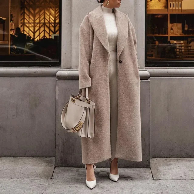 Damski Długi Oversize Płaszcz | Ciepły Casual Krój