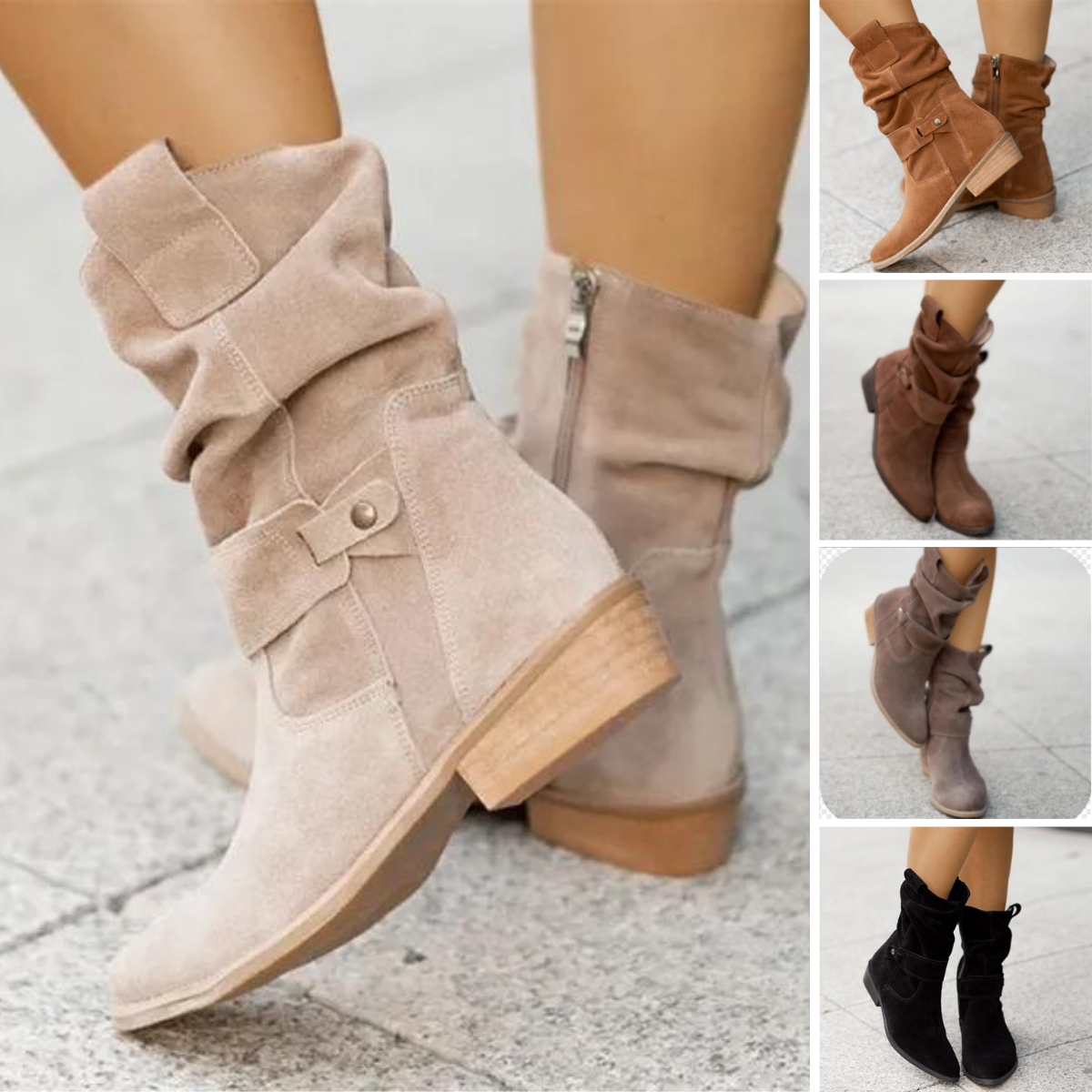Stylowe Damskie Botki | Buty Na Niskim Obcasie
