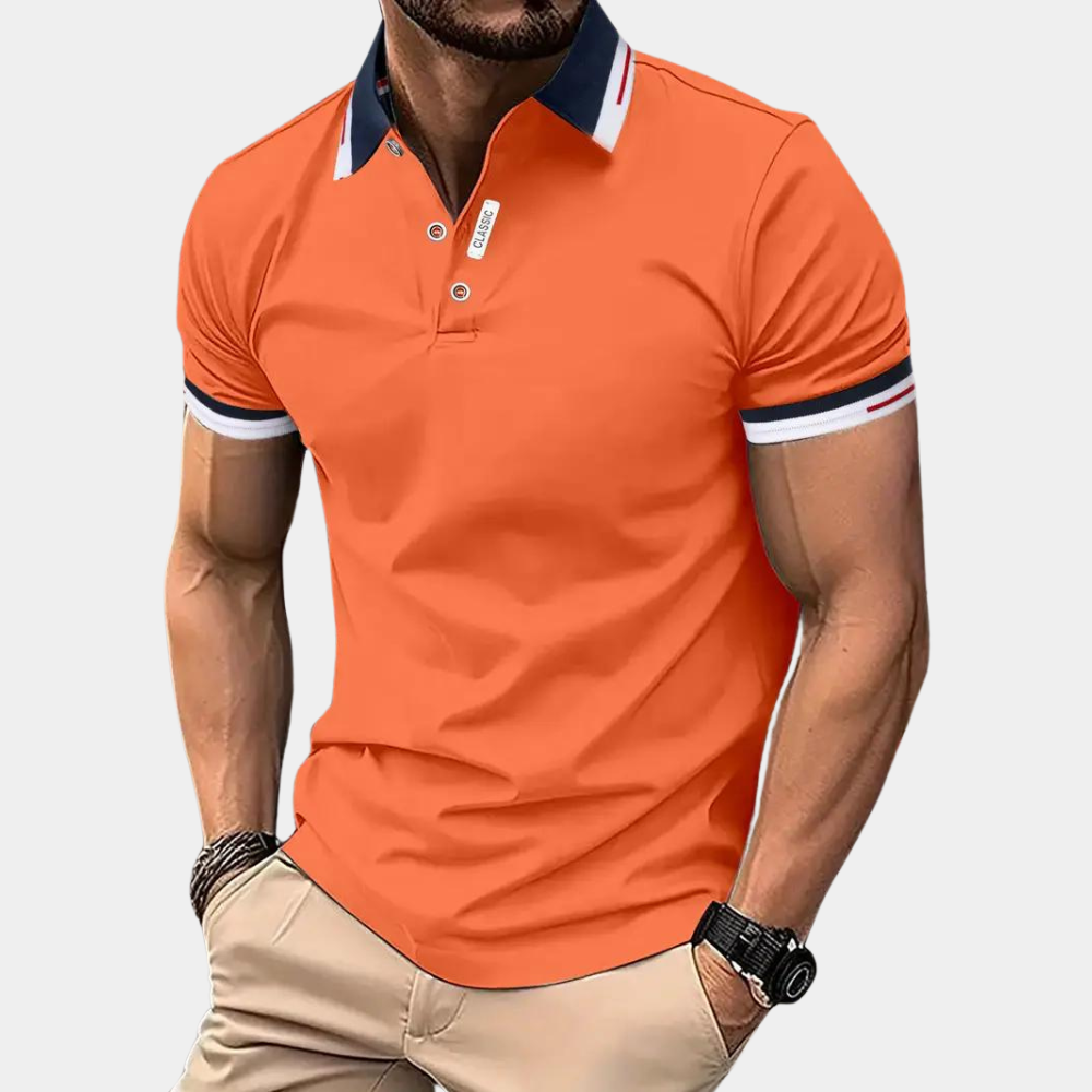 Elegancka Męska Koszulka Polo Na Lato | Stylowa W Kolorze Pomarańczowym