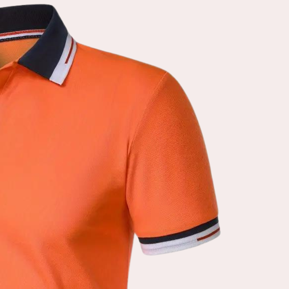 Elegancka Męska Koszulka Polo Na Lato | Stylowa W Kolorze Pomarańczowym