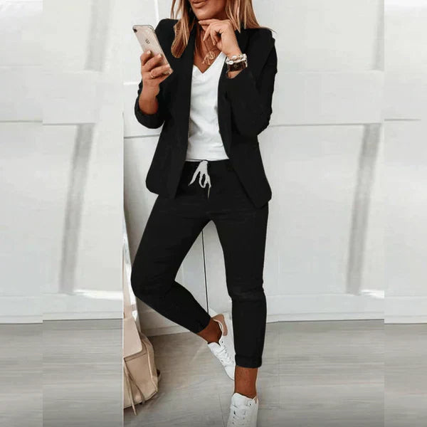 Damski Garnitur Dwuczęściowy | Marynarka I Spodnie Jogger W Stylu Smart Casual