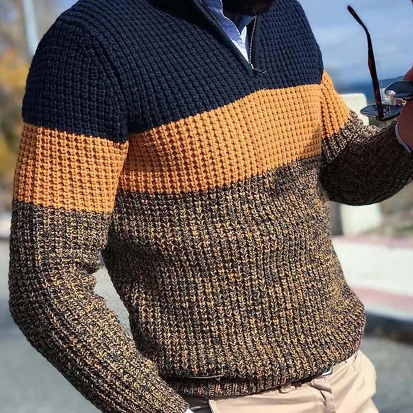 Zimowy Sweter Męski | Z Półzamkiem