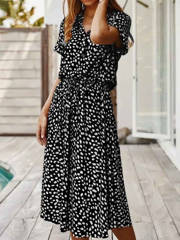 Elaine | Elegancka Sukienka Koszulowa Midi Damska Na Każdą Okazję