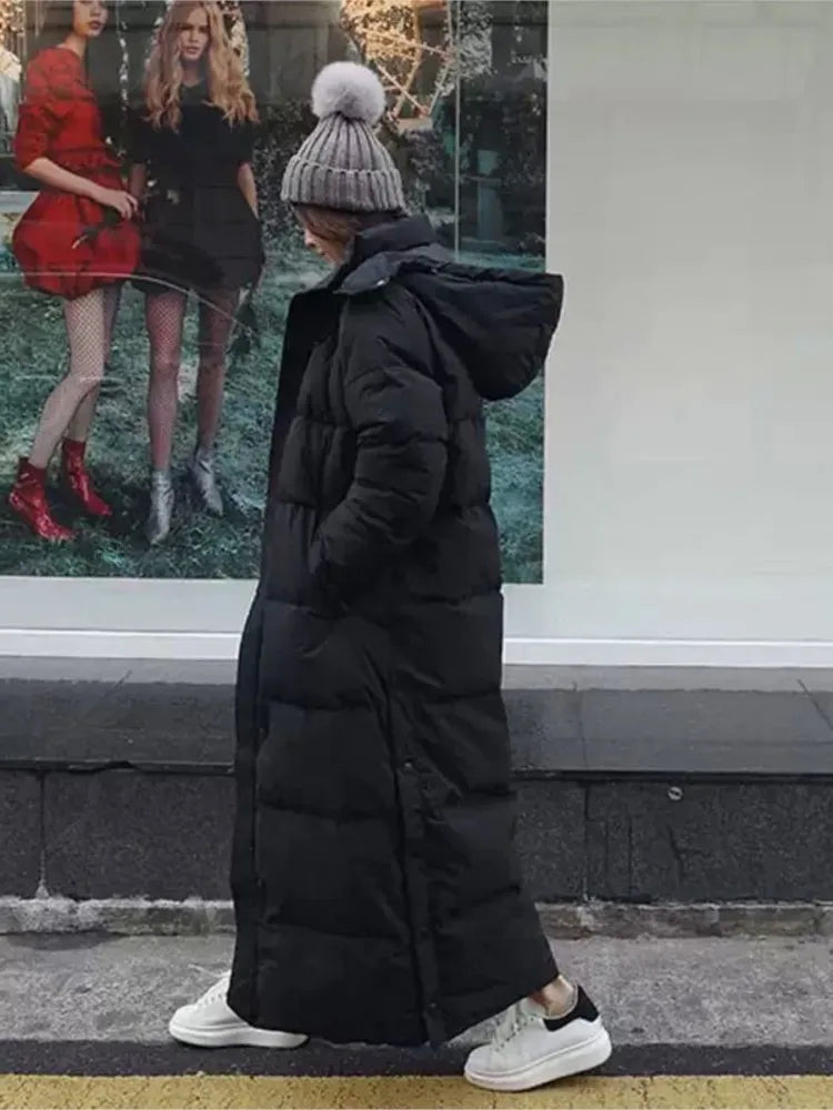 Damska Długa Kurtka Zimowa | Parka Z Kapturem