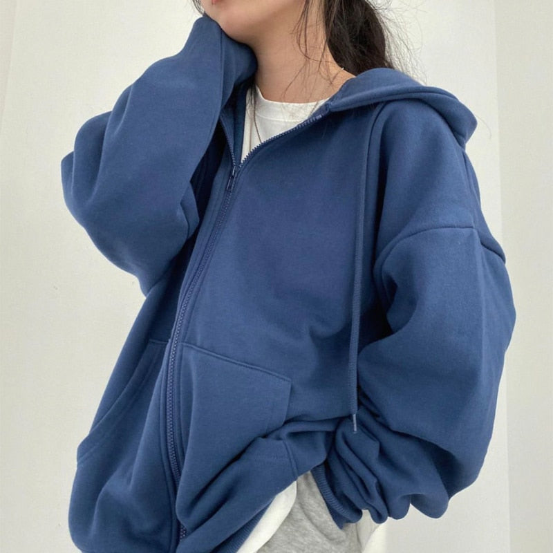 Bluza Damska Rozpinana Z Kapturem | Oversize