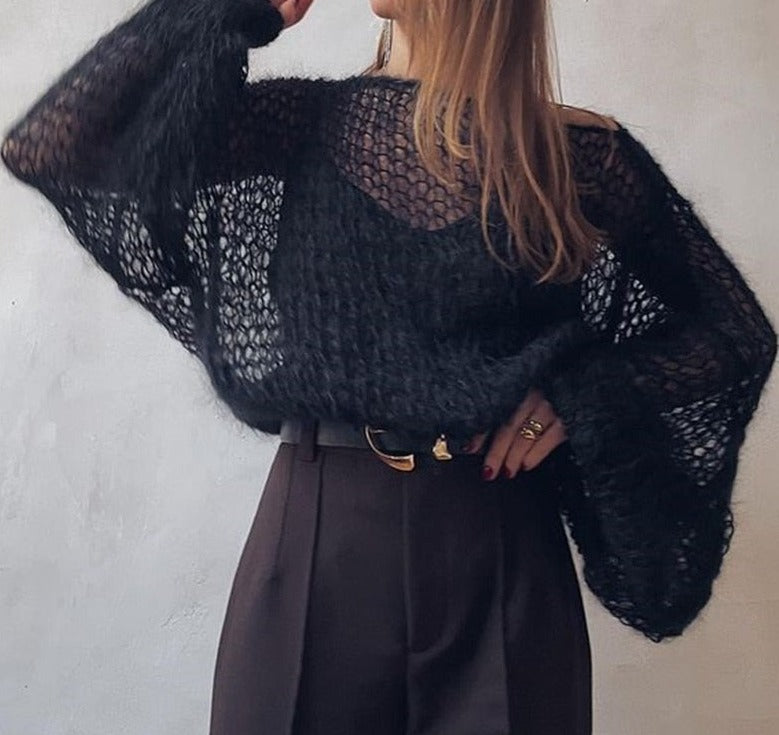 Sweter Damski Prześwitujący | Oversize