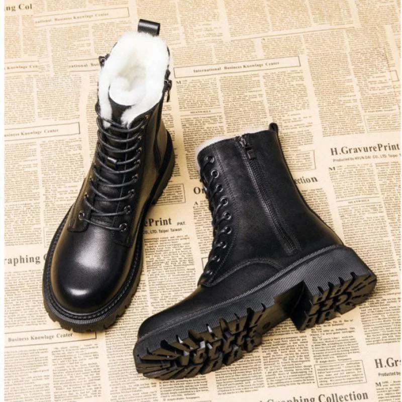 Damskie Zimowe Buty Z Podszewką Z Futra | Sznurowane