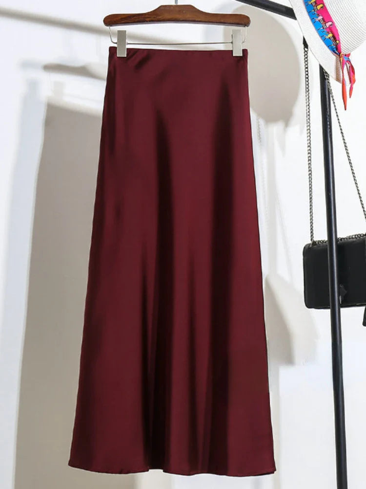 Elegancka Satynowa Spódnica Midi | Idealna Na Specjalne Okazje