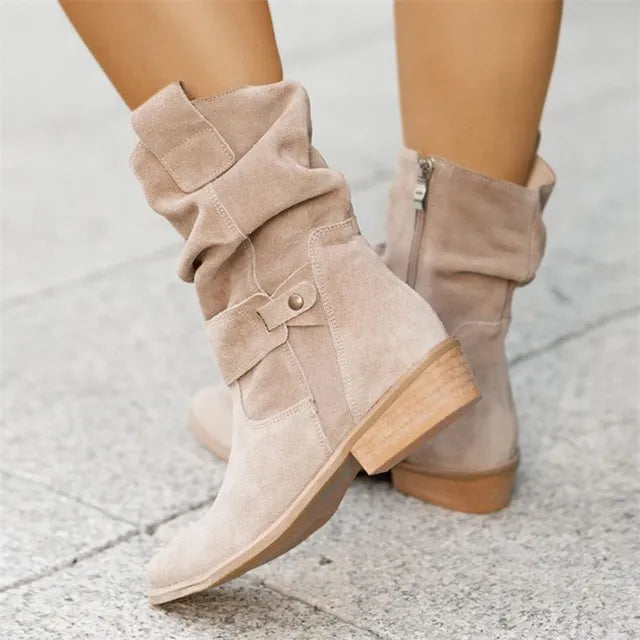 Stylowe Damskie Botki | Buty Na Niskim Obcasie