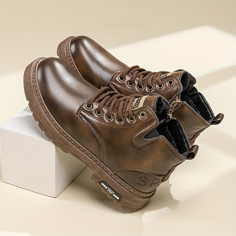 Męskie Wysokie Buty Zimowe | Sznurowane
