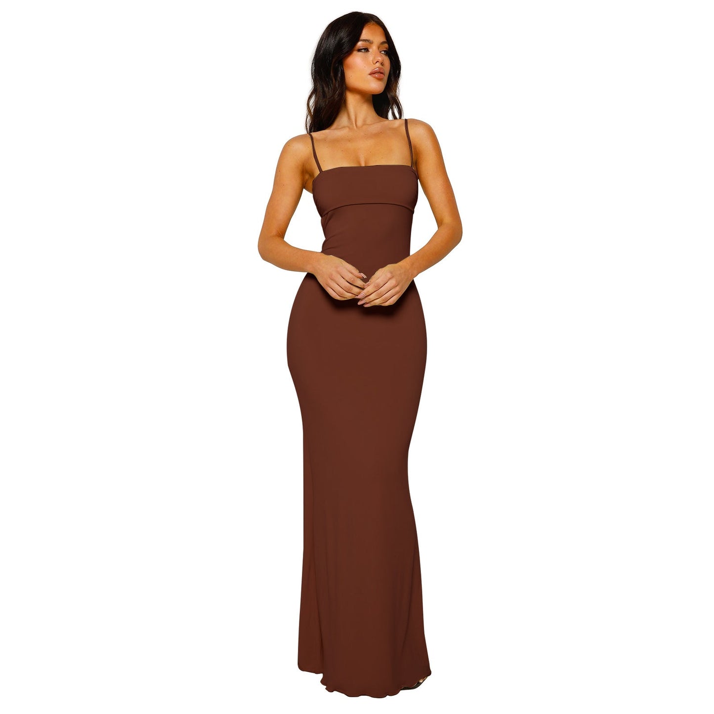 Sukienka Maxi Obcisła Dla Kobiet | Elegancka Z Odkrytymi Plecami