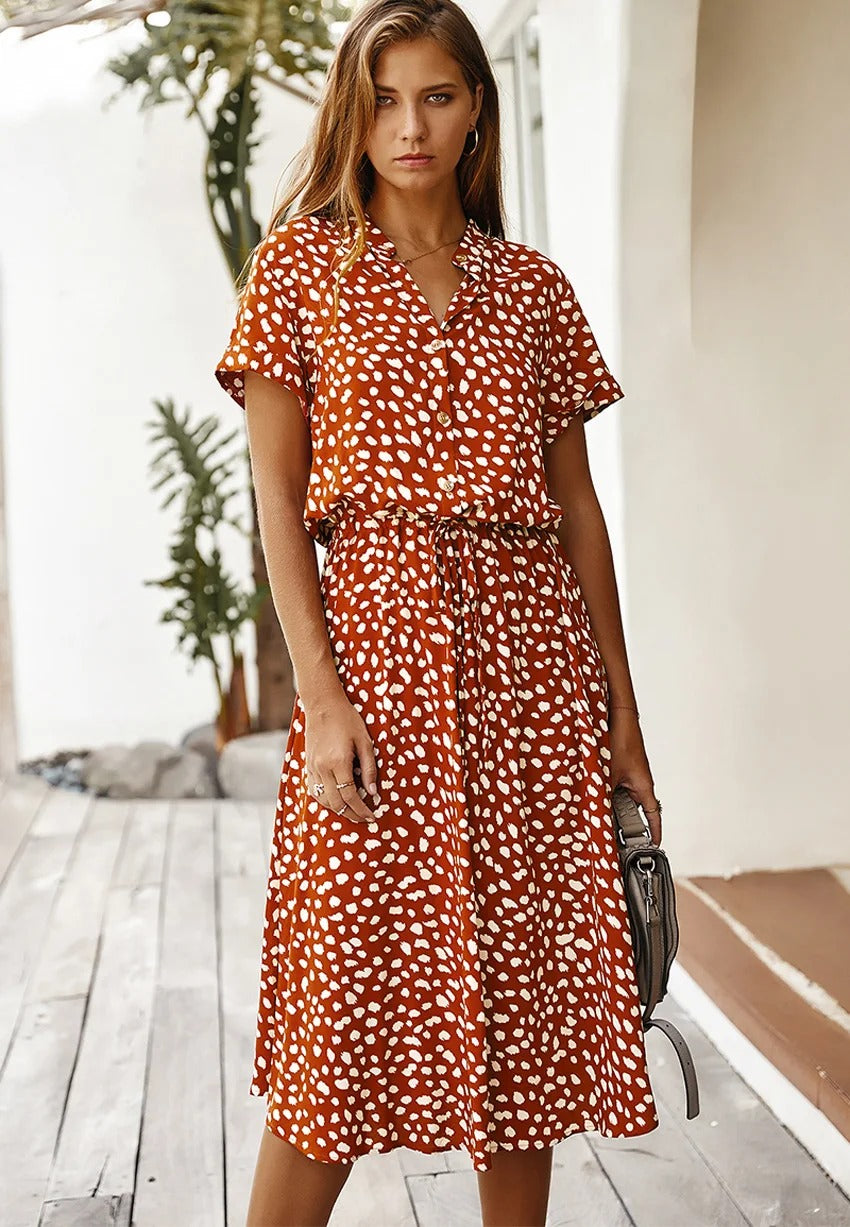 Elaine | Elegancka Sukienka Koszulowa Midi Damska Na Każdą Okazję
