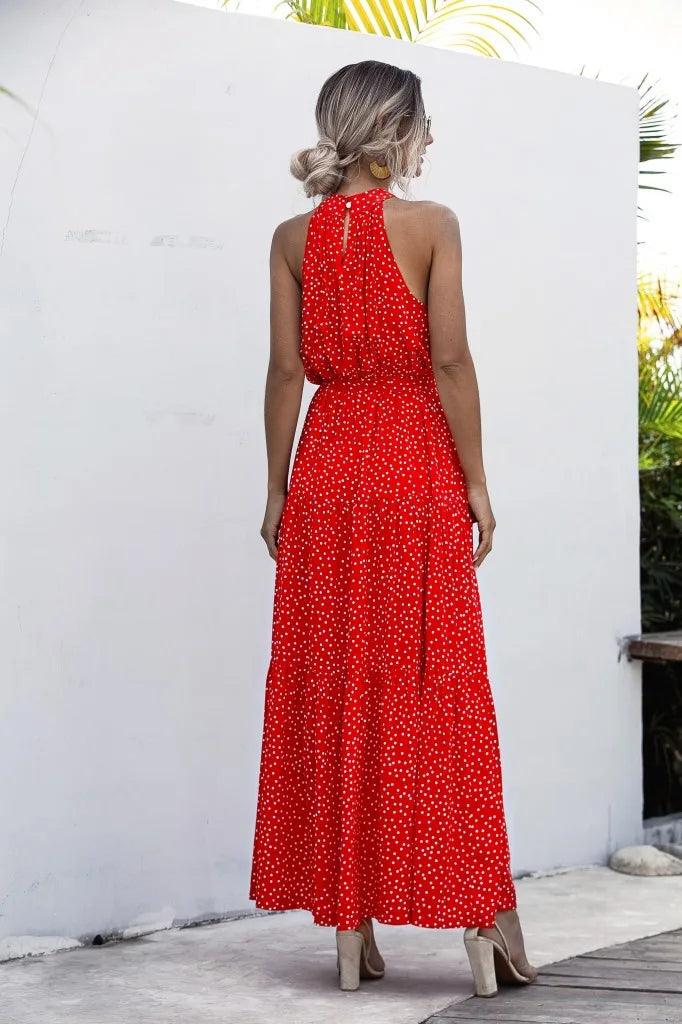 Elegancka Długa Sukienka Maxi W Groszki | Idealna Na Lato