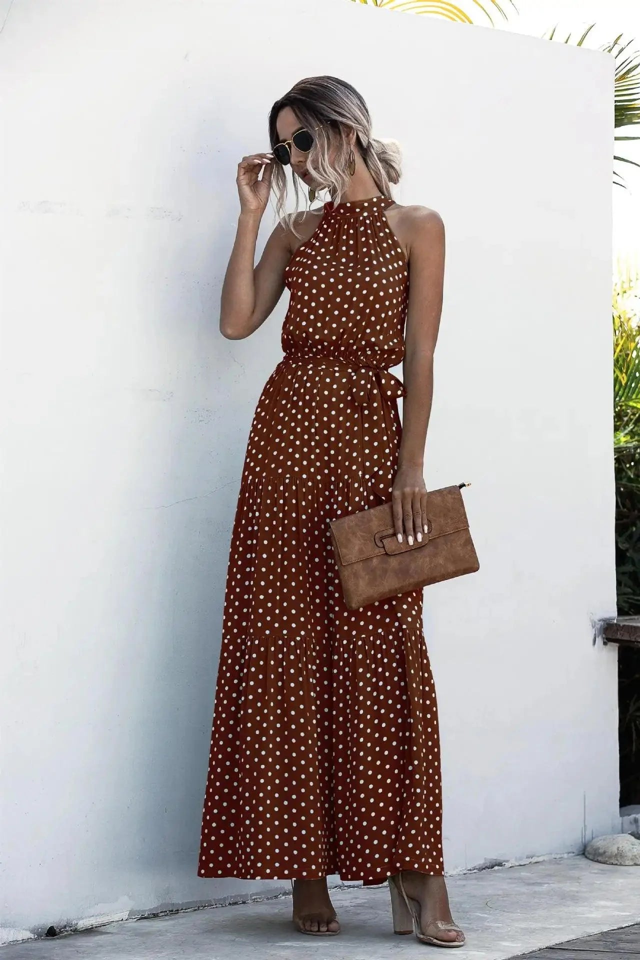 Elegancka Długa Sukienka Maxi W Groszki | Idealna Na Lato