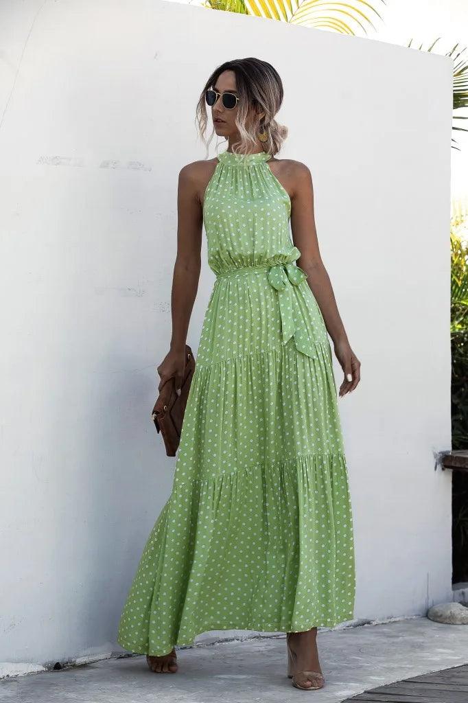 Elegancka Długa Sukienka Maxi W Groszki | Idealna Na Lato