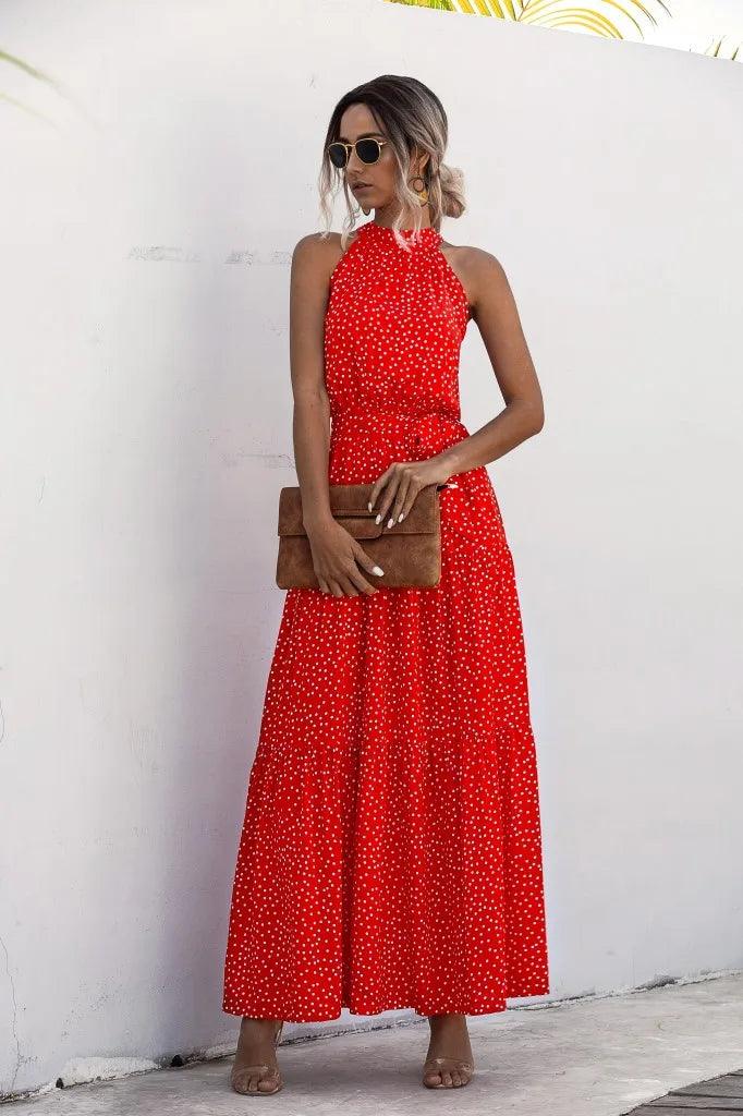 Elegancka Długa Sukienka Maxi W Groszki | Idealna Na Lato