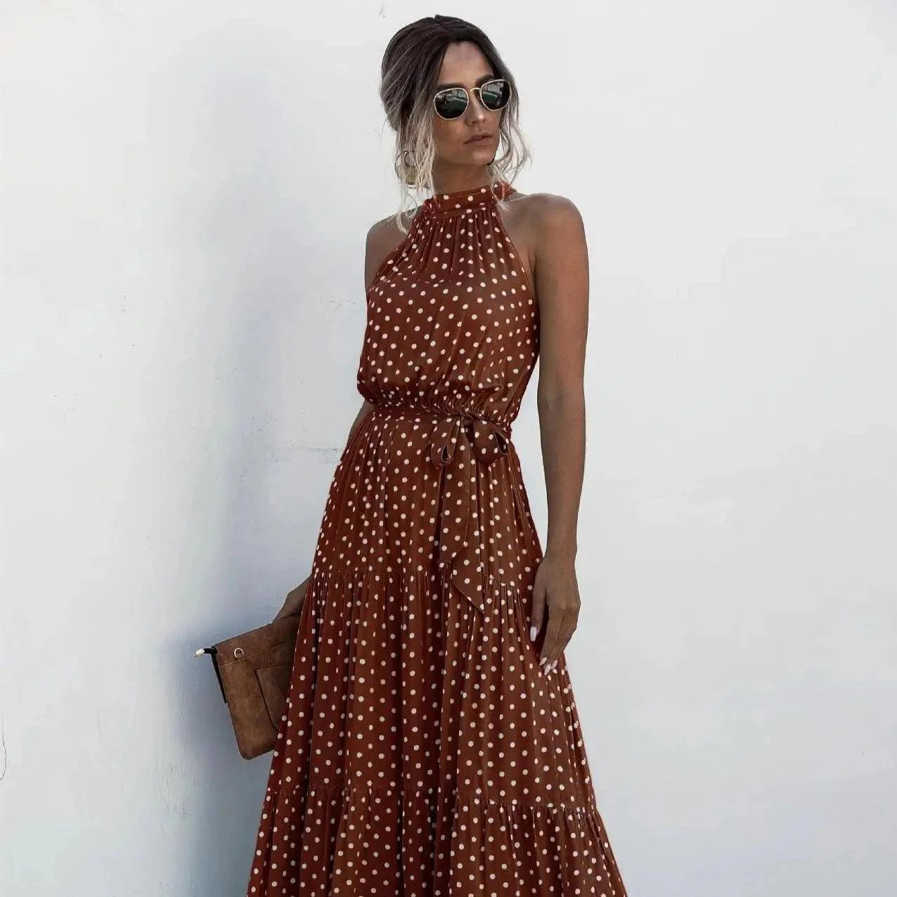 Elegancka Długa Sukienka Maxi W Groszki | Idealna Na Lato