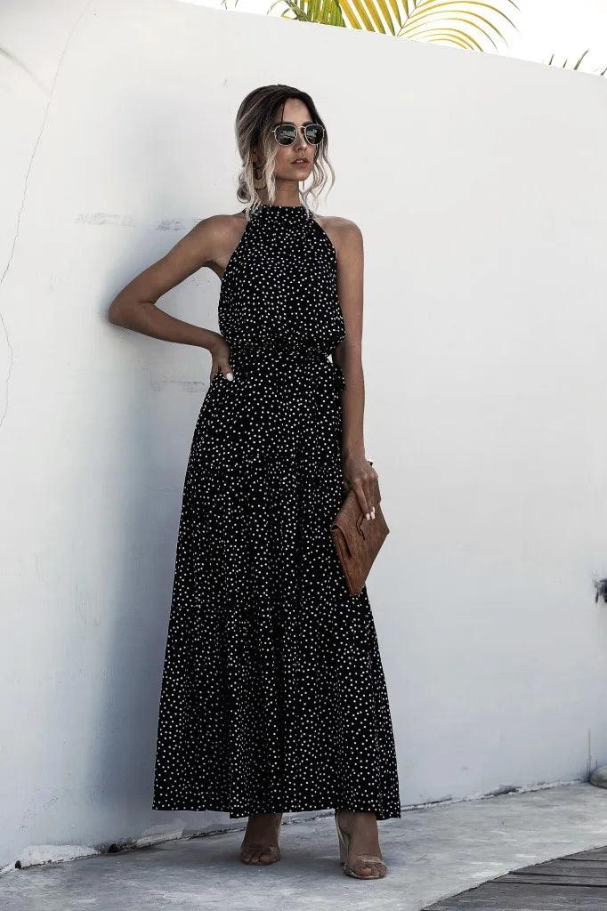 Elegancka Długa Sukienka Maxi W Groszki | Idealna Na Lato