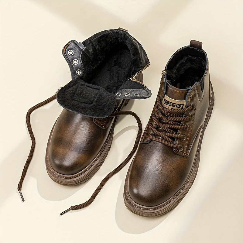 Męskie Wysokie Buty Zimowe | Sznurowane