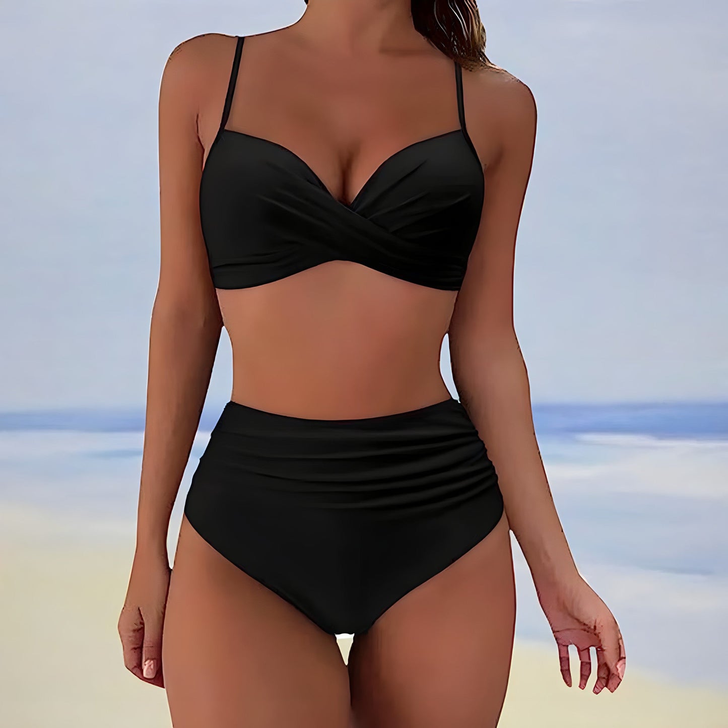 Dwuczęściowy Bikini Damski Z Wysokim Stanem Na Lato