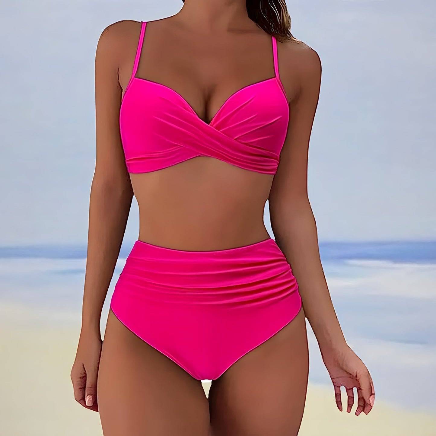 Dwuczęściowy Bikini Damski Z Wysokim Stanem Na Lato