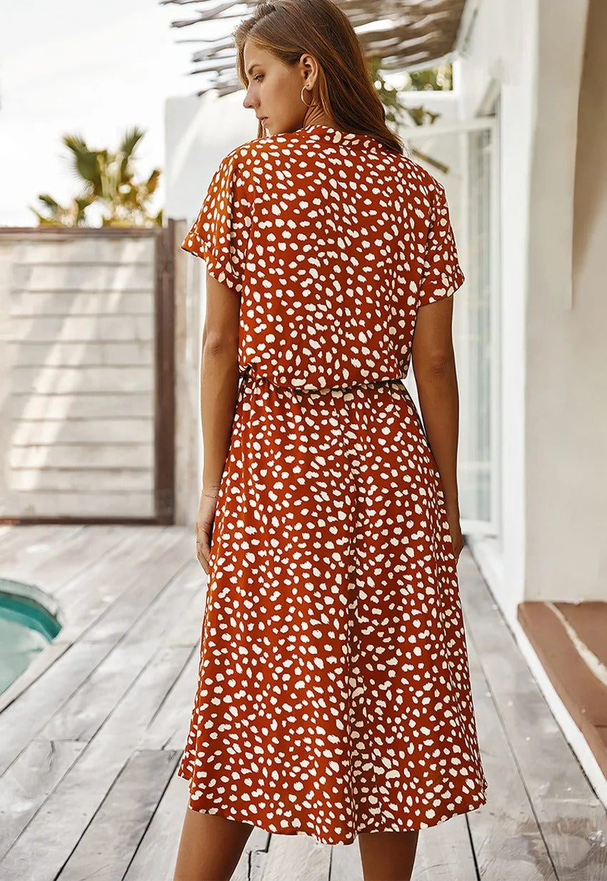 Elaine | Elegancka Sukienka Koszulowa Midi Damska Na Każdą Okazję