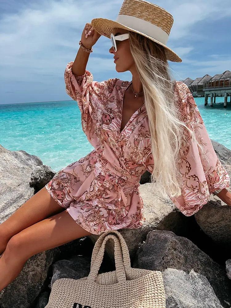 Kombinezon Damski Boho Z Koronką | Letni Plażowy Playsuit