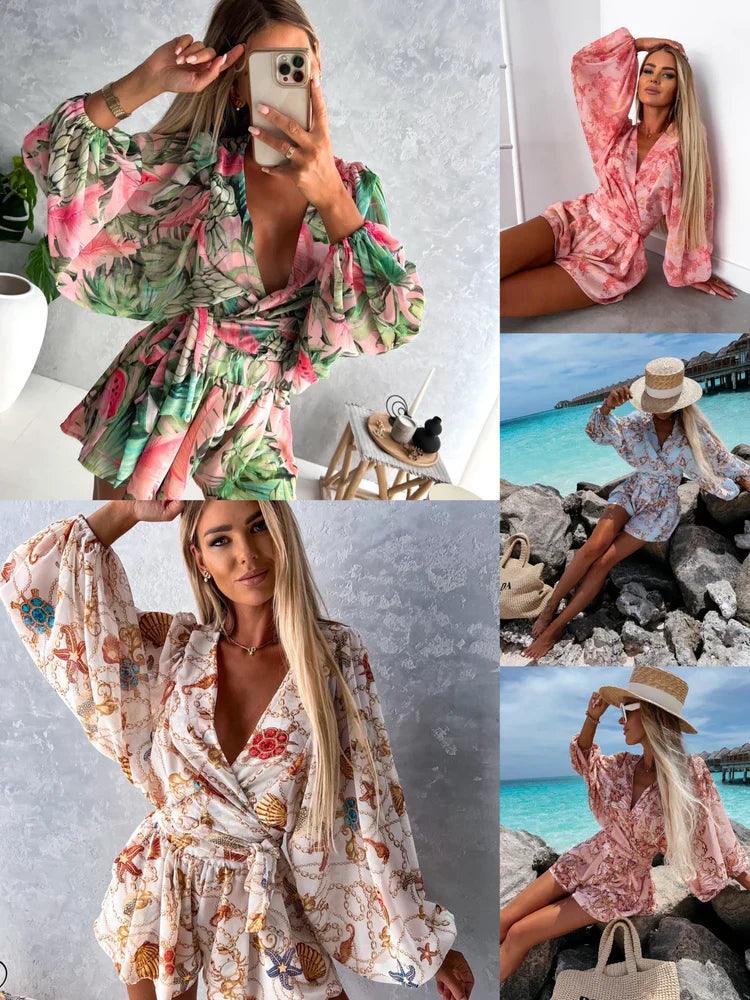 Kombinezon Damski Boho Z Koronką | Letni Plażowy Playsuit