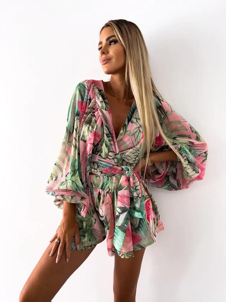 Kombinezon Damski Boho Z Koronką | Letni Plażowy Playsuit