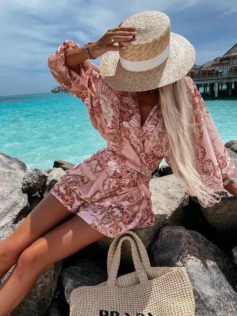 Kombinezon Damski Boho Z Koronką | Letni Plażowy Playsuit