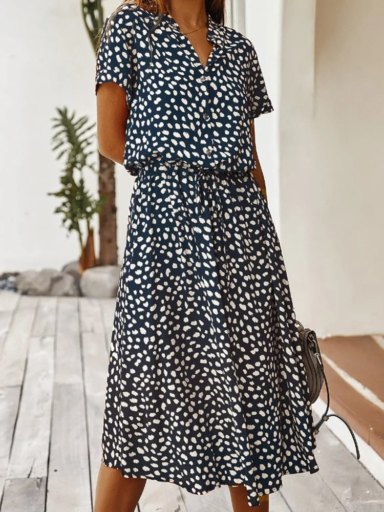Elaine | Elegancka Sukienka Koszulowa Midi Damska Na Każdą Okazję