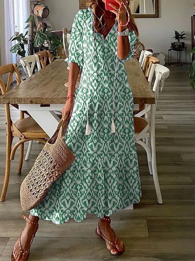 Długa Sukienka Boho W Kwiaty | Zwiewna Maxi Na Lato