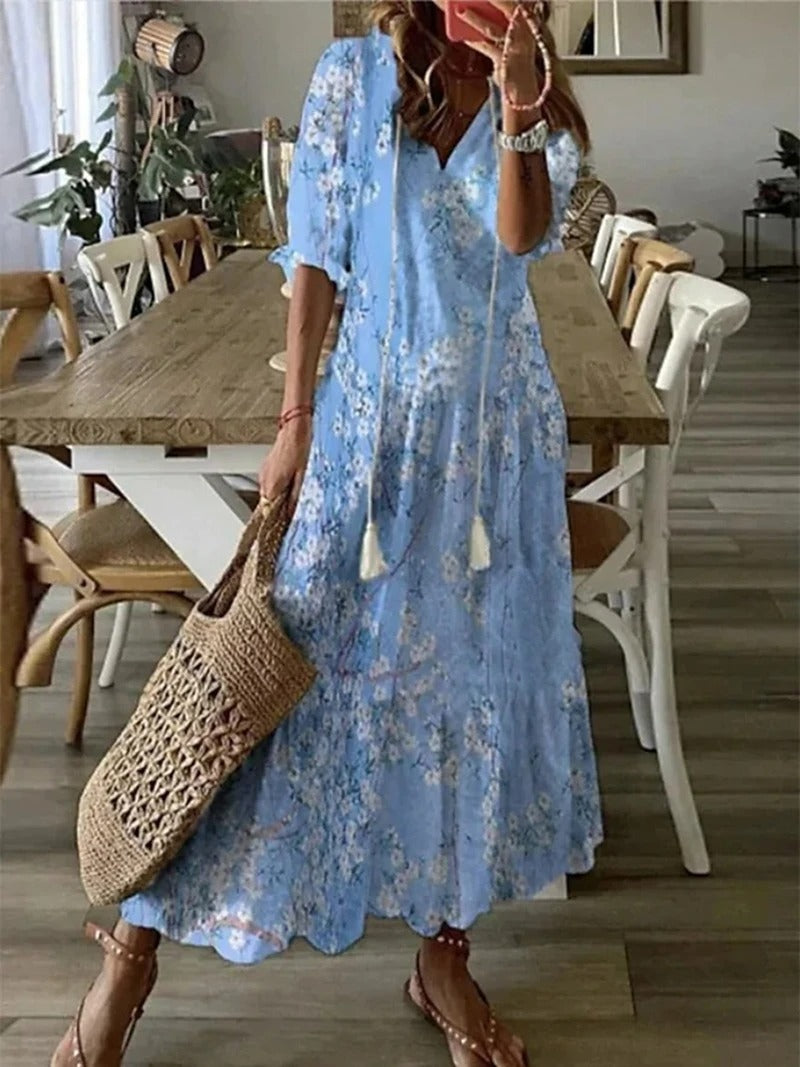 Długa Sukienka Boho W Kwiaty | Zwiewna Maxi Na Lato