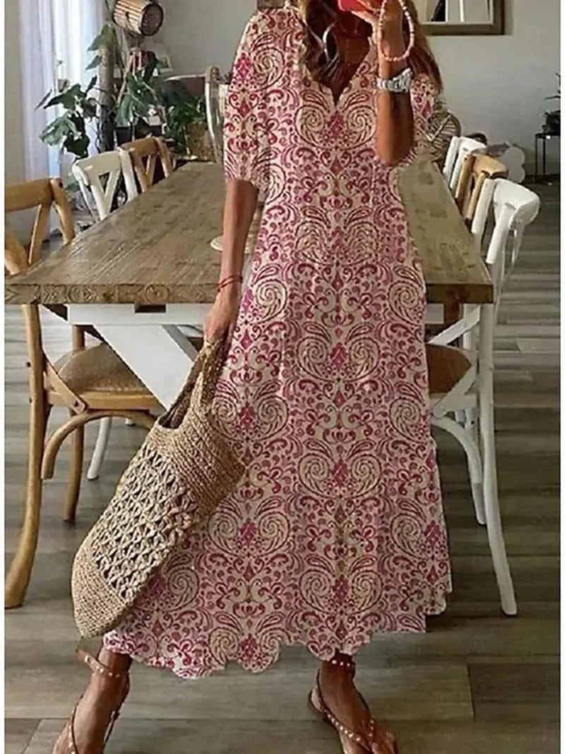 Długa Sukienka Boho W Kwiaty | Zwiewna Maxi Na Lato