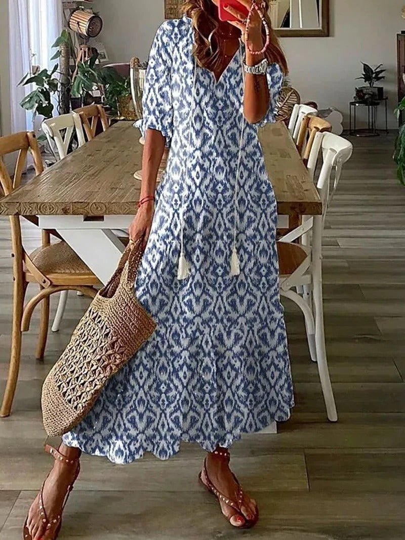 Długa Sukienka Boho W Kwiaty | Zwiewna Maxi Na Lato