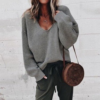 Damski Elegancki Sweter Z Dekoltem | Klasyczny Styl Na Co Dzień