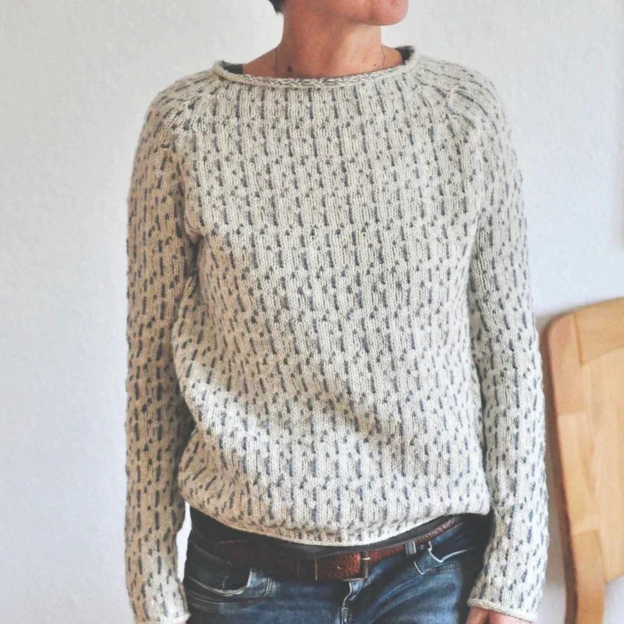 Elegancki Sweter Damski | Okrągły Dekolt Klasyczny Styl