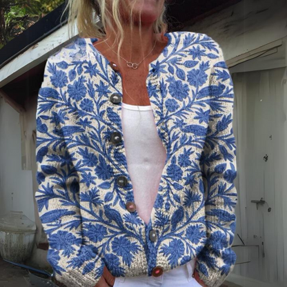 Kardigan Damski W Kwiaty | Stylowy Sweter Damski Z Guzikami