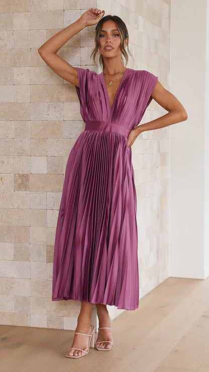 Sukienka Damska Maxi Plisowana Bez Rękawów | Elegancka I Zwiewna